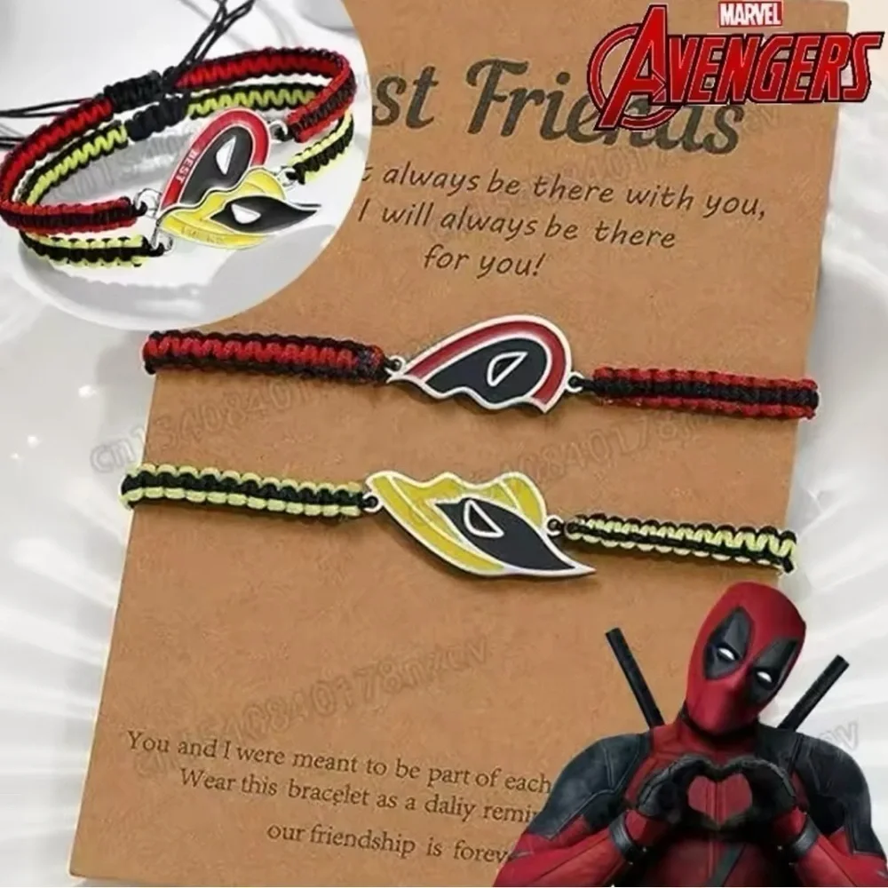 Marvel Deadpool & Wolverine BFF Woven Adjustable Bestie Friendship Bracelet